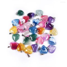 Pendant Necklaces 1Pcs Natural Stone Charms Heart Shape Striped Agates For DIY Elegant Necklace Bracelet Jewelry Making Wholesale