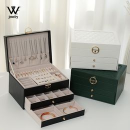 Jewelry Boxes WE Jewelry Box with Watch Pillow 3-layer Large Capacity Jewelry Casket Jewelry Organizer Earring Holder Jewelry Storage Gifts 230222