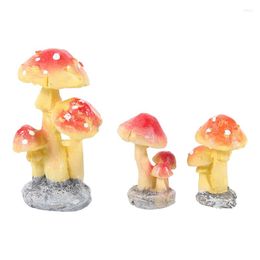 Decorative Flowers 3-Piece Miniature Fairy Garden Mushroom Ornament Dollhouse Plant Pot Figurine DIY Decor Home Decoration Style2