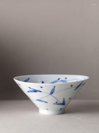 Bowls Handmade Ceramic 5.5 Inch Floral Printed Under Glazed Porcelain Simple Japan Retro Style 350ML Container