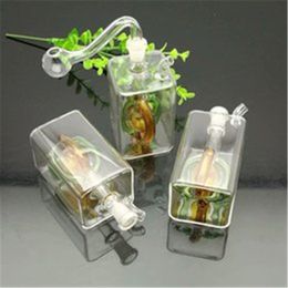 Europe and Americaglass pipe bubbler smoking pipe water Glass bong Square tube round bellied four claw glass water bottle