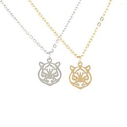 Pendant Necklaces Animal Necklace For Women Stainless Steel Hollow Out Tiger Head Link Chain Jewelry Lovers Gift