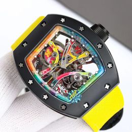 Tourbillon Series Watch RM68-01 Colourful Graffiti with fully automatic mechanical movement Sapphire anti-scratch glass mirror ceramic case waterproof