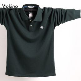 Men's Polos Men's POLO shirt men's business casual cotton autumn long sleeves large size lapel POLO shirt large size 5XL 6XL 230223