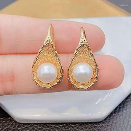 Stud Earrings Temperament Elegance Pearl Earring For Women Gold Color Setting Base Trendy Jewelry Statement Brincos Gifts