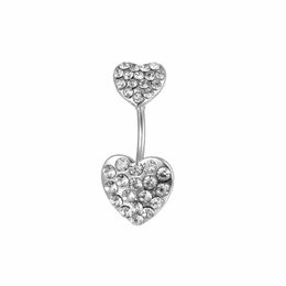 Navel Bell Button Rings D0204 Double Hearts Clear Belly Ring 14Ga 10Mm Length Drop Delivery Jewellery Body Dhgarden Dhppn