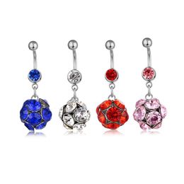 Navel Bell Button Rings D0153 Jewelry Ball Stone Belly Ring Mix Colors Drop Delivery Body Dhgarden Dhima