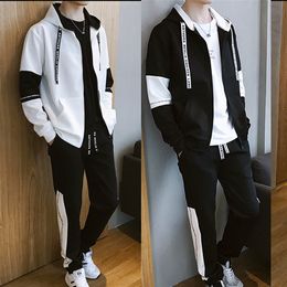 Mens Tracksuits Spring Autumn 2 Pieces Jogging Set Man Print HoodiePants Casual Streetwear Outfit Clothing Tracksuit Plain Suit Male 230223