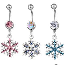 Navel Bell Button Rings D0743 Snowflower Mix Colors Belly Ring Drop Delivery Jewelry Body Dhgarden Dhhwz