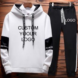 Mens Tracksuits Sets Tracksuit Men Autumn Winter Hooded Sweatshirt Drawstring Outfit Sportswear Fashion Printed Sweatsuit Two Piece Set 230223