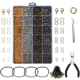 Jewellery Pouches 3143Pcs Findings Making Starter Kit With Open Jump Rings Lobster Clasps Pliers Black Waxed Necklace Cor