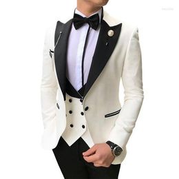 Men's Suits Beige Three Piece Business Party Men Suit Men's 3 Slim Groom Man Costume