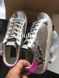 Deluxe Brand Golden Italy Superstar Hi Star Sneakers Snakes Kin Print Leather Casual Shoes Mens and Women Designer Classic White Leopard Do-old Dirty Shoe 681