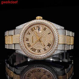 High Quality Fashion Iced Out WatchesMens Wrist Luxury Round Cut Lab Gr DDGU QLDP