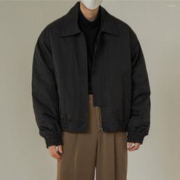 Men's Jackets Jacket Short Polyester Everyday Wear Solid Color Lapel Collar Men Coat For Outdoor