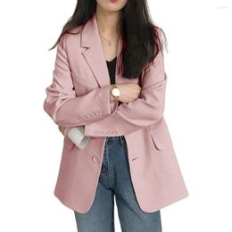 Women's Suits Business Blazer Women 2023 Solid Color Cardigan Turn-down Collar Flap Pockets Button Decor Women's Jacket Spring For Work