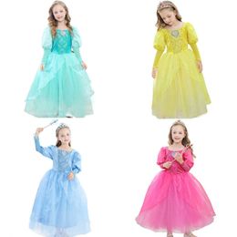 Girl's Dresses Girls Little Mermaid Princess Ariel Dress Up Dresses Kids Fancy Frock Role Playing Costume Birthday Party Wedding Flower Girl G230222