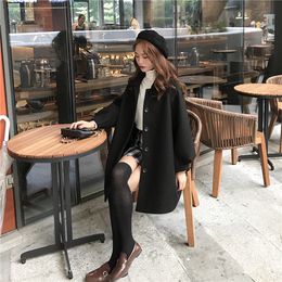 Women's Jackets Autumn and Winter Korean Wool Coat Classic College Style Single Breasted Loose Slim Medium Length 230223