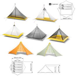 Tents and Shelters Ultralight 24 Person 34 Season Camping Tent Inner Tent 20D Nylon Both Sides Silicone Coating Rodless Pyramid Outdoor Flysheet J230223