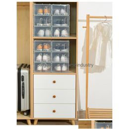 Storage Boxes Bins Transparent Plastic Shoe Box Uni Combined Cabinet Dustproof Space Saving Drop Delivery Home Garden Housekee Org Dhtmk