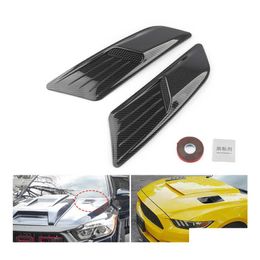 Fenders 1 Pair Car Exterior Decoration Hood Stickers Black Side Air Intake Flow Vent Er Decorative Carstyling Drop Delivery Mobiles Dhtzg