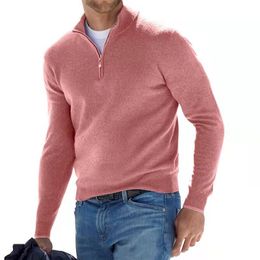 Men's Polos Spring Autumn High Quality Knitting Polo Shirts Men Sweatshirt Solid Casual Long Sleeve Zipper Shirts Men Top Lapel Clothing 230223