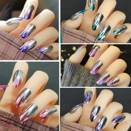 False Nails 24pcs Glossy Fake Nail Patch Symphony Glue Type Removable Long Paragraph Fashion Manicure Sticker