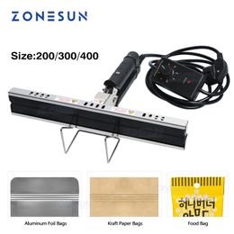 ZONESUN Direct-heat Pliers Sealing Machine For Aluminium Film Kraft Paper Bag Portable Impulse Sealer 200/300/400mm ZS-DHS