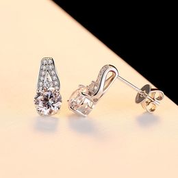 European Style Shiny Zircon s925 Silver Luxury Stud Earrings Sexy Charming Women Delicate Earrings High-grade Jewellery Wedding Accessories