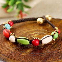 Charm Bracelets High Quality Thai Style Colorful Nepal Glaze Beads & Bangles Antique Copper Bells Original Bracelet Ethnic Jewelry