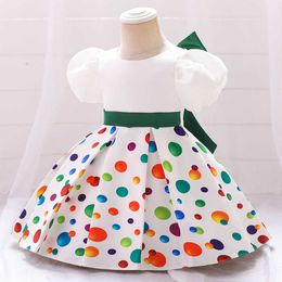 Girl's Dresses Baby Girls Cute Colrful Dot White dress With big Bow Toddler Kids Cotton Lining Princess Party Dress Clothing for 15 years Z0223