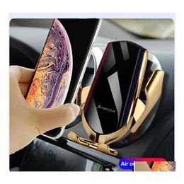 Car Holder Clam 10W Qi Matic Wireless Charger Phone Smart Infrared Sensor Air Vent Mount Mobile Stand Hold Drop Delivery Mobiles Mot Dhkf9