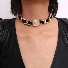 Choker Punk Necklace Women's Statement Chain Flocked Exaggerated Geometric Hang Tag Single Layer Luxury Y2k Jewellery One Piece