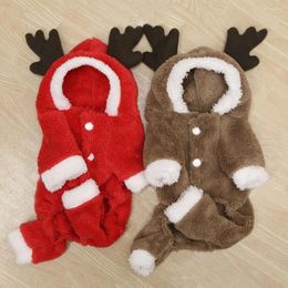 Dog Apparel Clothing Christmas Four-legged Thick Clothes Plush Warm Buttons Pet Cat Supplies Teddy Sweater