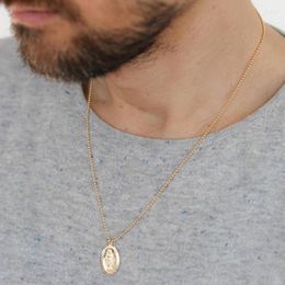Choker Alloy Gold Silver Colour Catholic Religious Goddess Virgin Mary Pendant Chain Necklace Jewellery For Men Women