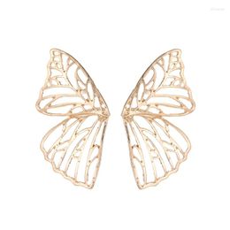 Pendientes de tachuelas Trendy Hollow Butterfly for Women Metal Gold/Plata Color de ala grande Declaración Joya Oorbellen