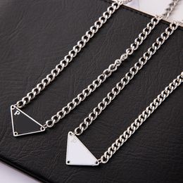 Black White Triangle P-letter Pendant Necklace Luxury Brand Designer Statement Jewellery Titanium Steel Necklaces Chain Men Women Unisex Gift 2style
