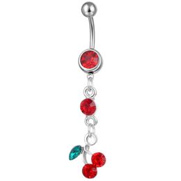 Navel Bell Button Rings D0091B Cherry Red Colour Belly Ring Drop Delivery Jewellery Body Dhgarden Dhr6Q