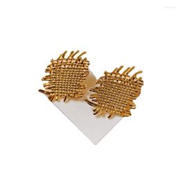 Stud Earrings 2023 1pair Zinc Alloy Plate Vintage Bronze Irregular Weave Cloth Shape Women's Accessories Gifts