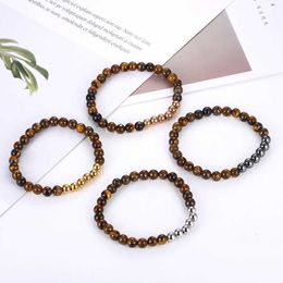 Link Chain Fashion Women Cable Stainless Steel Silver Colour Bead Gold Brown Bead Bracelets Jewellery A Gift G230222