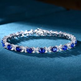 Charm Lab Sapphire Diamond Bangle Bracelet 925 Sterling silver Wedding Bracelets For Women Bridal Engagement Jewellery Gift