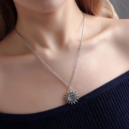 Chains Necklaces Womans Sun Necklace Chain Pendant Jewellery Short Ladies Round Lover Gold Colour Trendy European Zinc Alloy Girl
