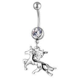 Navel Bell Button Rings D0022 Horse Belly Ring Sier Colour Drop Delivery Jewellery Body Dhgarden Dh1Zi