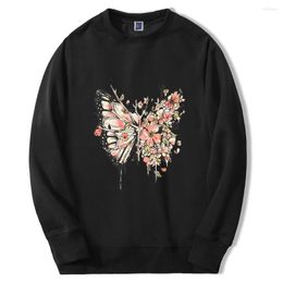 Men's Hoodies Butterfly Print Cool Harajuku 2023 Fashion Sweatshirt Men Causal Pullover Fleece Tracksuit Sportswear