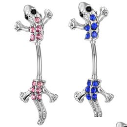 Navel Bell Button Rings D0424 Gecko Belly Stud Lt.Blue Colour 10Mm Length 14Ga Drop Delivery Jewellery Body Dhgarden Dh84Z