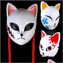 Party Masks Japanese Demon Slayer Mask Cosplay Sabito Makomo Abs Halloween Costume Props 220618 Drop Delivery Home Garden Festive Sup Dhguc
