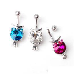 Navel Bell Button Rings D07134 3 Colours Owl Lt.Pink Colour Style Piercing Body Jewellery Belly Ring 10Pcs/Lot Jfb9200 Drop Del Dhgarden Dhitx
