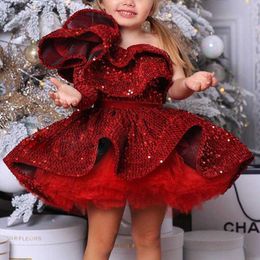 Girl's Dresses Big Bow Princess Sweet Kids Tutu Toddler Birthday Party Sequins Christening Children Baptism Baby Girls Clothes Summer Dresses W0224