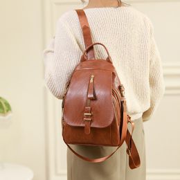 Women Men Backpack Style Genuine Leather Fashion Casual Bags Small Girl Schoolbag Business Laptop Backpack Charging Bagpack Rucksack Sport&Outdoor Packs D6736