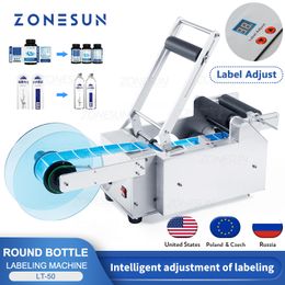 ZONESUN LT-50 Round Bottle Labeling Machine Industrial Equipment Plastic Round Bottle Label Sticker Machine Label Dispenser Machine Labeling Applicator